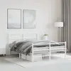 Image de Cadre De Lit Métal Sans Matelas Et Pied De Lit Blanc 135x190 Cm Vidaxl