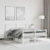Image de vidaXL Cadre de lit métal sans matelas et pied de lit blanc 140x190 cm 355432