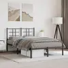 Image de Cadre De Lit Métal Sans Matelas Avec Tête De Lit Noir 120x200cm Vidaxl