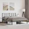 Image de Cadre De Lit Métal Sans Matelas Et Tête De Lit Noir 160x200 Cm Vidaxl