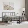 Image de Cadre De Lit Métal Sans Matelas Avec Pied De Lit Noir 135x190cm Vidaxl