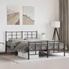 Image de Cadre De Lit Métal Sans Matelas Avec Pied De Lit Noir 150x200cm Vidaxl