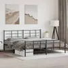 Image de Cadre De Lit Métal Sans Matelas Avec Pied De Lit Noir 193x203cm Vidaxl