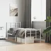 Image de Cadre De Lit Métal Sans Matelas Avec Pied De Lit Blanc 75x190cm Vidaxl