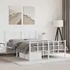 Image de Cadre De Lit Métal Sans Matelas Et Pied De Lit Blanc 135x190 Cm Vidaxl
