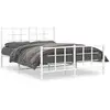 Image de Vidaxl cadre de lit métal sans matelas et pied de lit blanc 140x190 cm