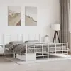 Image de Cadre De Lit Métal Sans Matelas Et Pied De Lit Blanc 183x213 Cm Vidaxl