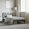 Image de Cadre De Lit Métal Sans Matelas Avec Tête De Lit Noir 107x203cm Vidaxl