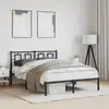 Image de Cadre De Lit Métal Sans Matelas Avec Tête De Lit Noir 135x190cm Vidaxl