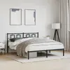 Image de Cadre De Lit Métal Sans Matelas Avec Tête De Lit Noir 150x200cm Vidaxl