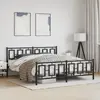 Image de Cadre De Lit Métal Sans Matelas Avec Pied De Lit Noir 183x213cm Vidaxl
