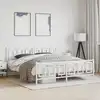 Image de Cadre De Lit Métal Sans Matelas Et Pied De Lit Blanc 183x213 Cm Vidaxl