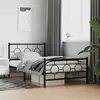 Image de Cadre De Lit Métal Sans Matelas Avec Pied De Lit Noir 107x203cm Vidaxl