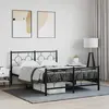 Image de Cadre De Lit Métal Sans Matelas Avec Pied De Lit Noir 135x190cm Vidaxl