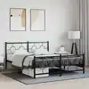 Image de Cadre De Lit Métal Sans Matelas Avec Pied De Lit Noir 150x200cm Vidaxl