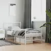Image de Cadre De Lit Métal Sans Matelas Avec Pied De Lit Blanc 80x200cm Vidaxl