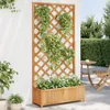 Image de vidaXL Bac à Fleurs avec Treillis 90x35x180 cm Sapin Massif Marron Jardinière surélevée pour Intérieur et Extérieur 365479