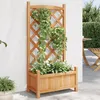 Image de vidaXL Jardinière avec Treillis Lit Surélevé Bac à Fleurs Pot de Plantes Boîte à Fleurs Jardin Patio Terrasse Marron 365485