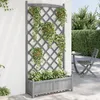 Image de vidaXL Jardinière avec Treillis Lit Surélevé Bac à Fleurs Pot de Plantes Boîte à Fleurs Jardin Patio Terrasse Gris Bois 365492