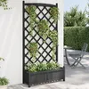 Image de vidaXL Jardinière avec Treillis Lit Surélevé Bac à Fleurs Pot de Plantes Boîte à Fleurs Jardin Patio Terrasse Noir Bois 365493