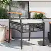 Image de Chaises De Jardin Coussins Lot De 2 Noir Résine Tressée Acacia Vidaxl