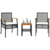 Image de Ensemble De Bistro 3 Pcs Et Coussins Noir Résine Tressée Acacia Vidaxl