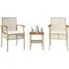 Image de Ensemble De Bistro 3 Pcs Coussins Beige Résine Tressée Acacia Vidaxl