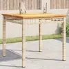 Image de Table De Jardin Beige 80x80x75 Cm Résine Tressée Et Bois Acacia Vidaxl