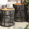 Image de Tables D'appoint De Jardin 2 Pcs Dessus En Bois Gris Poly Rotin Vidaxl