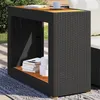 Image de vidaXL Table dAppoint de Jardin Dessus en Bois Table Basse Meuble de Terrasse Patio Arrière-cour Extérieur Noir Résine 366306