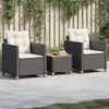 Image de Ensemble De Bistro 3 Pcs Et Coussins Noir Résine Tressée Acacia Vidaxl