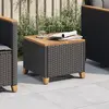 Image de Table De Jardin Noir 45x45x37 Cm Résine Tressée Et Bois Acacia Vidaxl