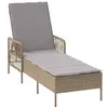 Image de Transat en polyrotin - vidaXL - Beige et Gris clair - 55x200x92 cm - Dossier ajustable - Housse amovible