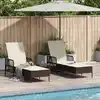 Image de Transat 3 Pcs Marron Et Crème Blanche 200 X 55 X 92 Cm Vidaxl