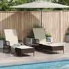 Image de vidaXL Transat 3 pcs Marron et crème blanche 200 x 55 x 92 cm 365433
