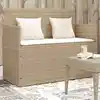 Image de Banc De Jardin Avec Coussins Beige Résine Tressée Vidaxl