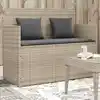 Image de Banc De Jardin Avec Coussins Gris Clair Résine Tressée Vidaxl
