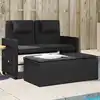 Image de Banc Inclinable De Jardin Avec Coussins Noir Résine Tressée Vidaxl