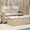 Image de Banc Inclinable De Jardin Avec Coussins Beige Résine Tressée Vidaxl