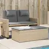 Image de Banc Inclinable De Jardin Avec Coussins Beige Résine Tressée Vidaxl