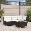 Image de Table de jardin noir 55x55x36 cm résine tressée et bois acacia