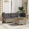 Image de Table De Jardin Gris 55x55x36 Cm Résine Tressée Et Bois Acacia Vidaxl