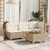 Image de Table De Jardin Beige 55x55x36 Cm Résine Tressée Et Bois Acacia Vidaxl