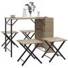 Image de vidaXL Ensemble à manger de jardin 5 pcs pliable beige résine tressée 365947