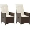Image de Chaises Inclinables De Jardin Lot De 2 Et Coussins Marron Rotin Vidaxl