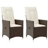 Image de vidaXL Chaises inclinables de jardin lot de 2 et coussins marron rotin fauteuil de jardin inclinable fauteuil inclinable 365646