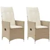 Image de Chaises Inclinables De Jardin Lot De 2 Et Coussins Beige Rotin Vidaxl
