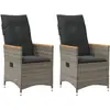 Image de Chaises Inclinables De Jardin Lot De 2 Et Coussins Gris Rotin Vidaxl