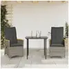 Image de Vidaxl chaises inclinables de jardin lot de 2 et coussins gris rotin