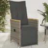 Image de Chaise Inclinable De Jardin Avec Coussins Gris Résine Tressée Vidaxl